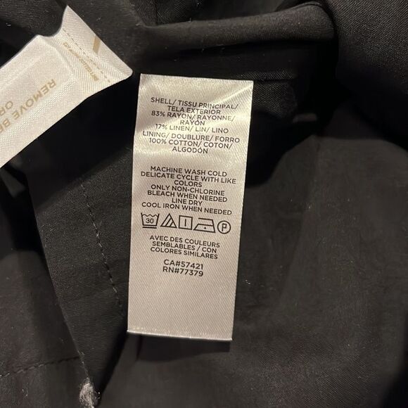 Ann Taylor Microfloral Black Linen Blend Midi Dress - Picture 8 of 9